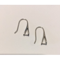 Sterling Silver Earring Hook, Platinum, 18.5mmx0.8mm, elegant teardrop front, pair