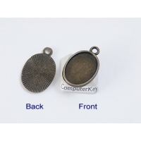 18x13mm Cabochon bezel setting, oval, ant bronze, one loop