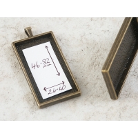 47x24mm Oblong heavy pendant setting bezel frame, ant bronze
