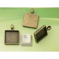 20mm Square heavy pendant setting bezel, ant bronze