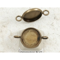 14mm bezel setting, round, 2 loops, antique bronze