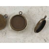 14mm bezel setting, round, 1 loop front facing, ant. bronze