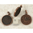 26mm The Clock pendant bezel setting, ant. copper