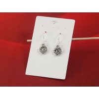 Heart earrings, antiqued silver plate 
