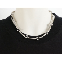 Necklet, mens, metal bars and balls and rubber