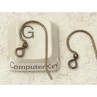 Earring Hooks with wee ball, nickel free antiqued brass, pair