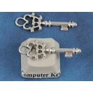 BULK PACK 50, Keys, 30mm long, antiqued silver, bag of 50