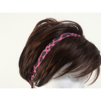 Head Band, Animal Print, Bright Pink/Black Elastic, 15mm wide, pack of 4