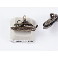 Charm, Boat, antiqued brass